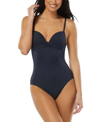 Women's Draped V-Neck One-Piece Swimsuit