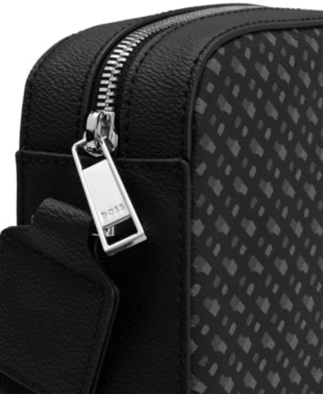 hugo boss men's black envelope bag with all over monogram print