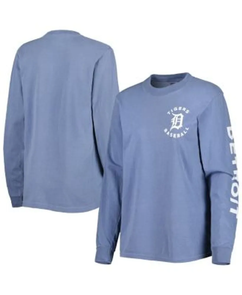 Soft As A Grape Women's Blue Detroit Tigers Team Pigment Dye Long Sleeve T- shirt