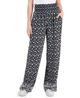 Juniors' Pull-On Full-Length Wide-Leg Pants