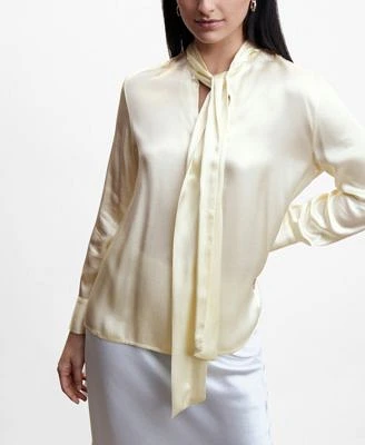 Women's Bow Collared Satin Blouse