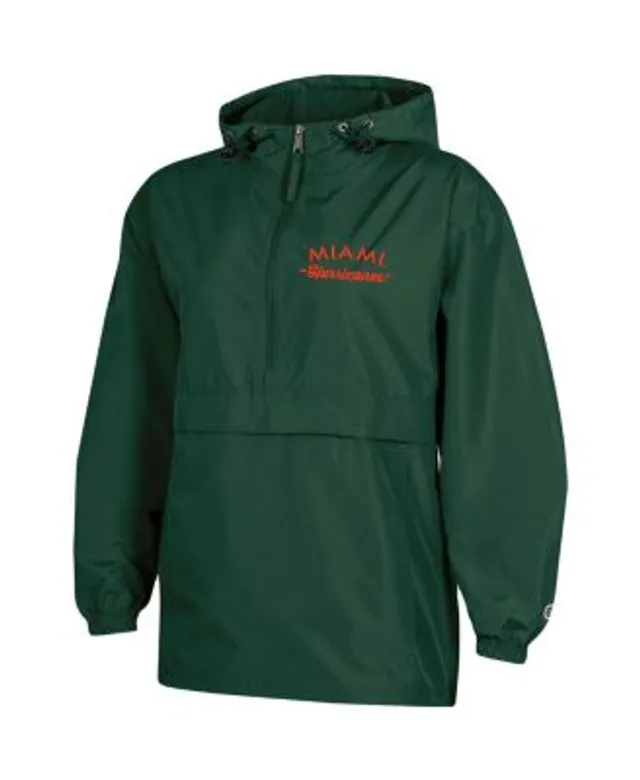 Champion Women's Green Miami Hurricanes Packable Half-Zip Light Rain Jacket