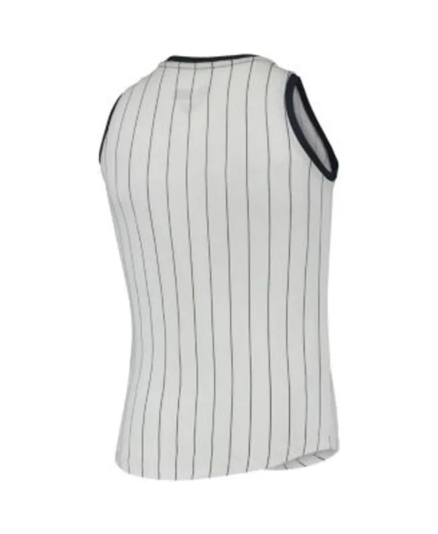 New York Yankees New Era Women's Pinstripe Henley Racerback Tank Top - White