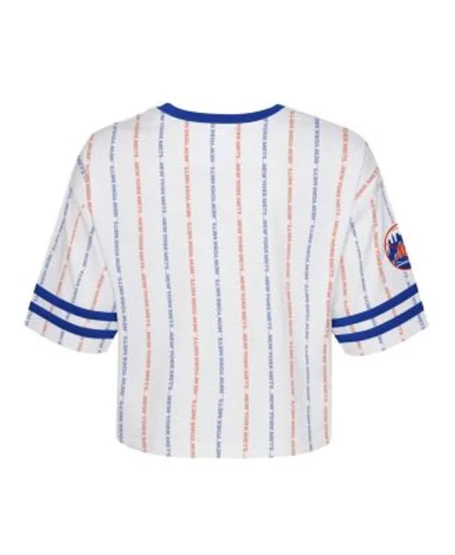 Outerstuff Girls Youth White New York Mets Ball Striped T-Shirt Size: Extra Large