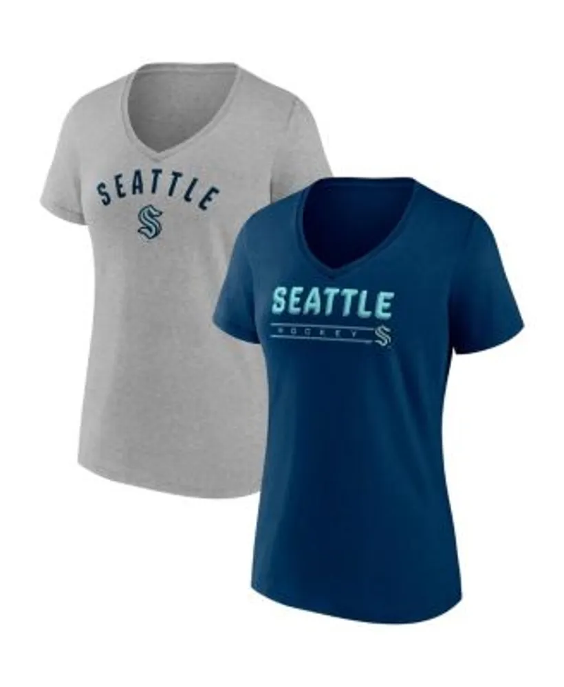 Fanatics Branded Deep Sea Blue Seattle Kraken Spirit Lace-Up V-Neck Long Sleeve Jersey T-Shirt