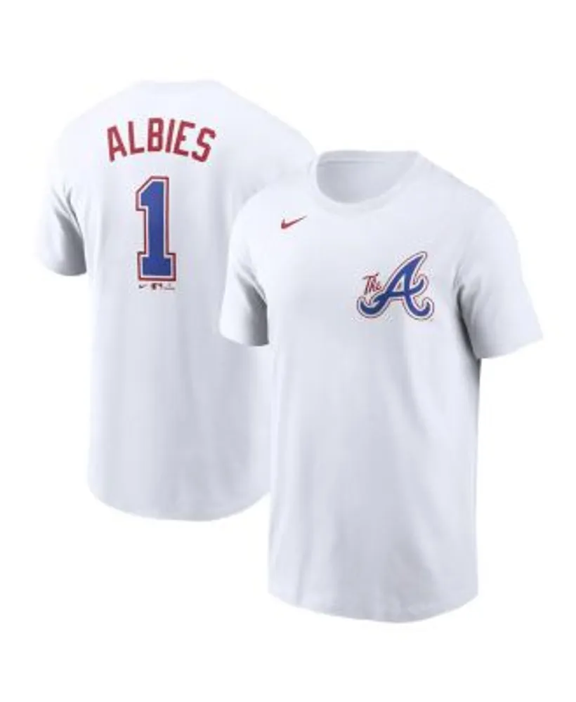 Men's Ozzie Albies White Atlanta Braves 2023 City Connect Name and Number  T-shirt