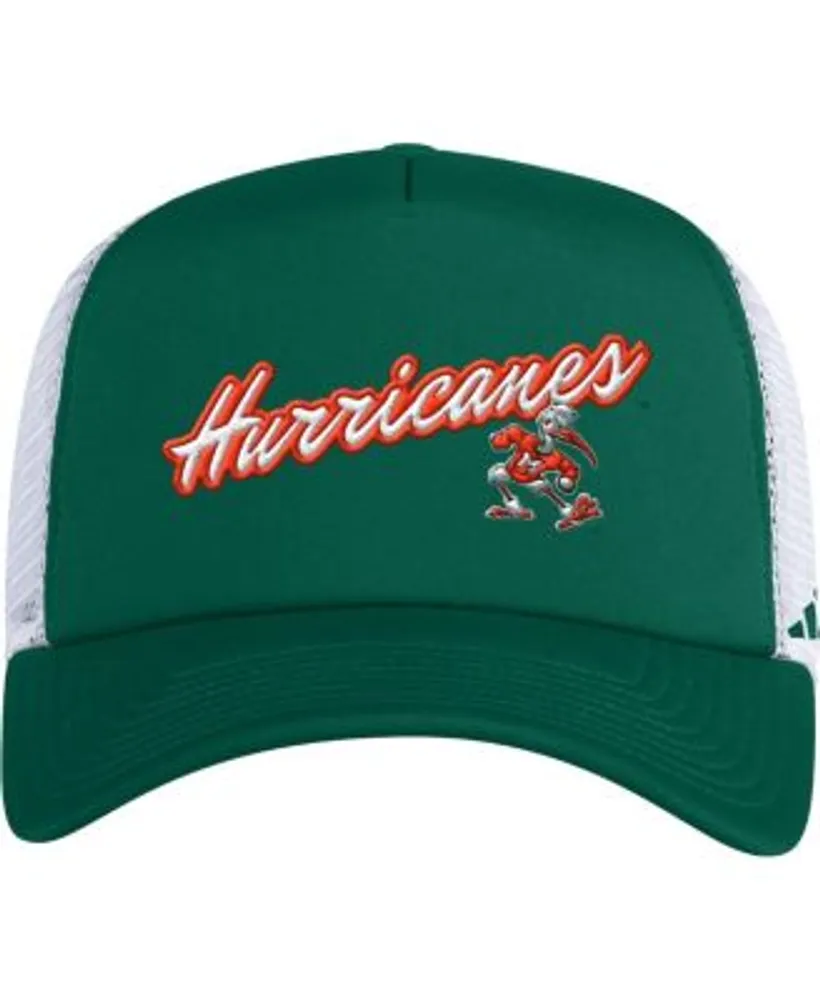 Adidas Men's Green Miami Hurricanes Script Trucker Snapback Hat