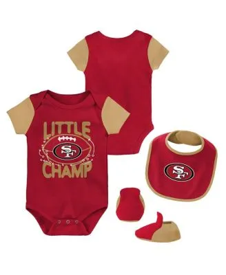 Outerstuff Newborn and Infant Boys Girls Scarlet, Gold San Francisco 49Ers  Eat Sleep Drool Football Three-Piece Bodysuit Set