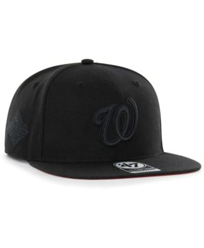 Washington Nationals '47 Black on Black Sure Shot Captain Snapback Hat