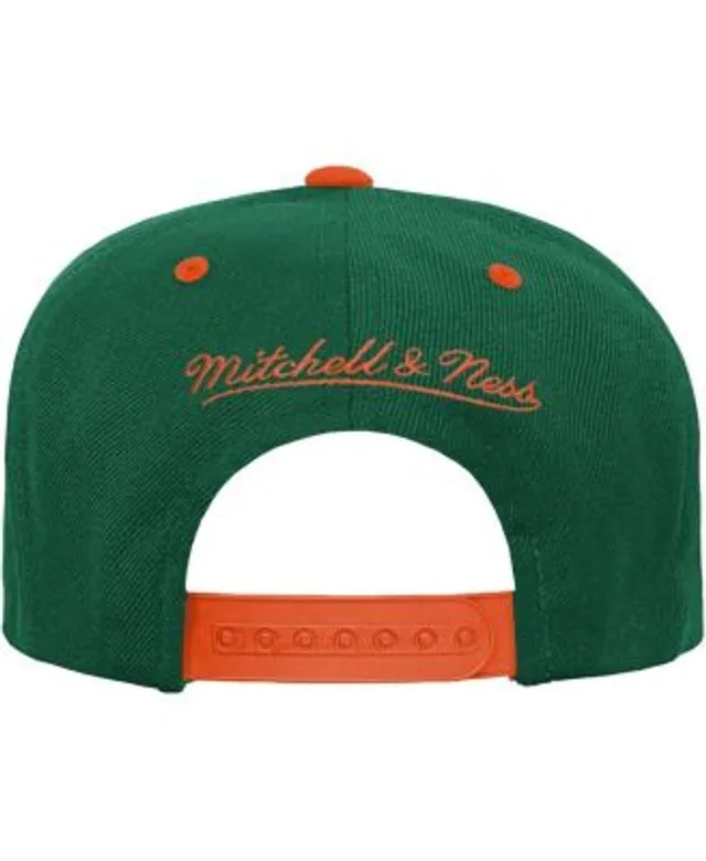 Youth Mitchell & Ness Green Miami Hurricanes Varsity Letter Snapback Hat