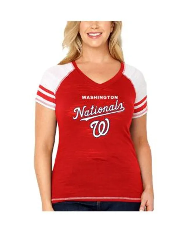 Soft As A Grape Women's Red Washington Nationals Plus V-Neck Jersey T-shirt