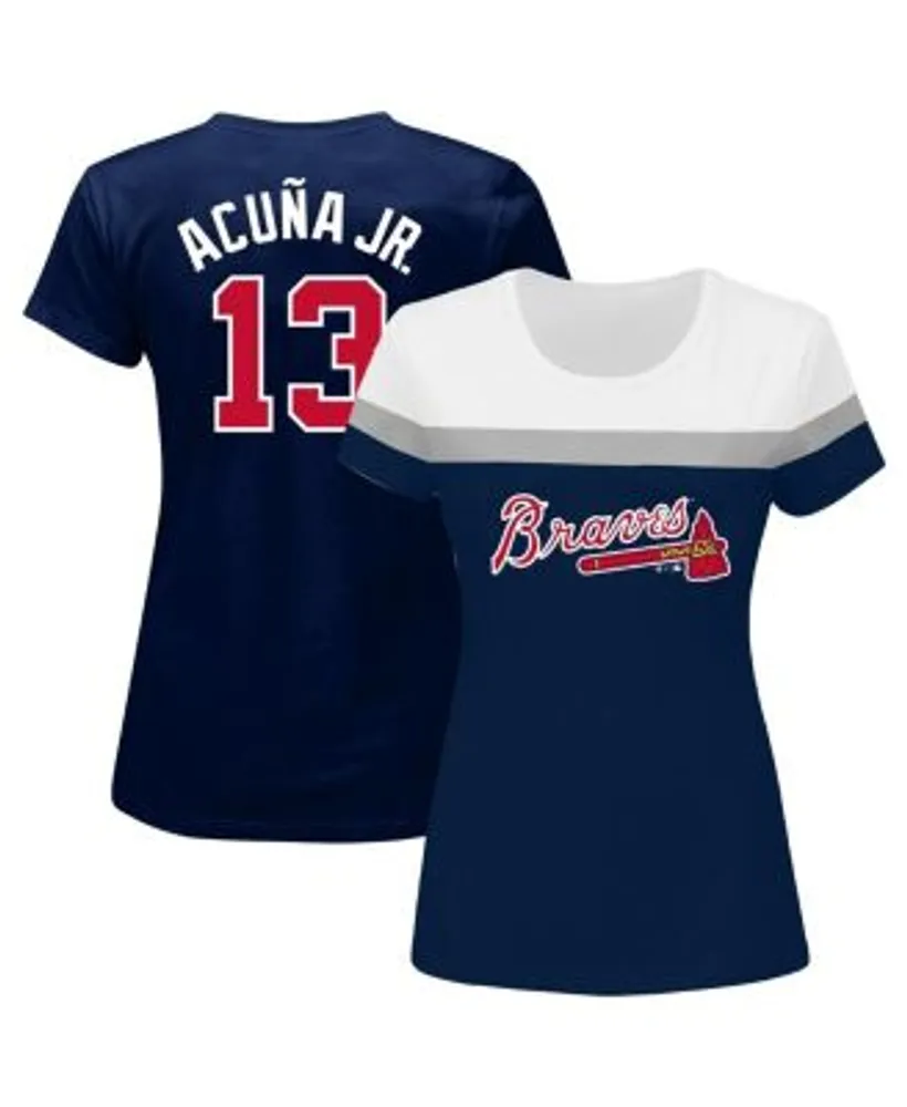 Fanatics Women's Branded Ronald Acuna Jr. Navy Atlanta Braves Plus Player  Split Body T-shirt