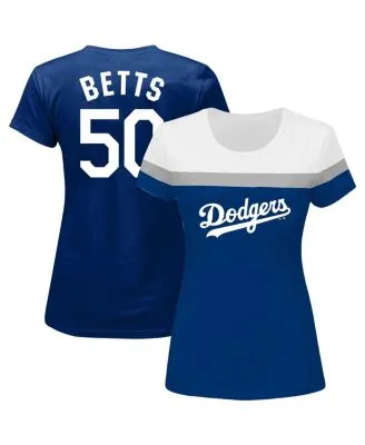 Men's Majestic Threads Mookie Betts Royal Los Angeles Dodgers Name & Number  Tri-Blend T-Shirt