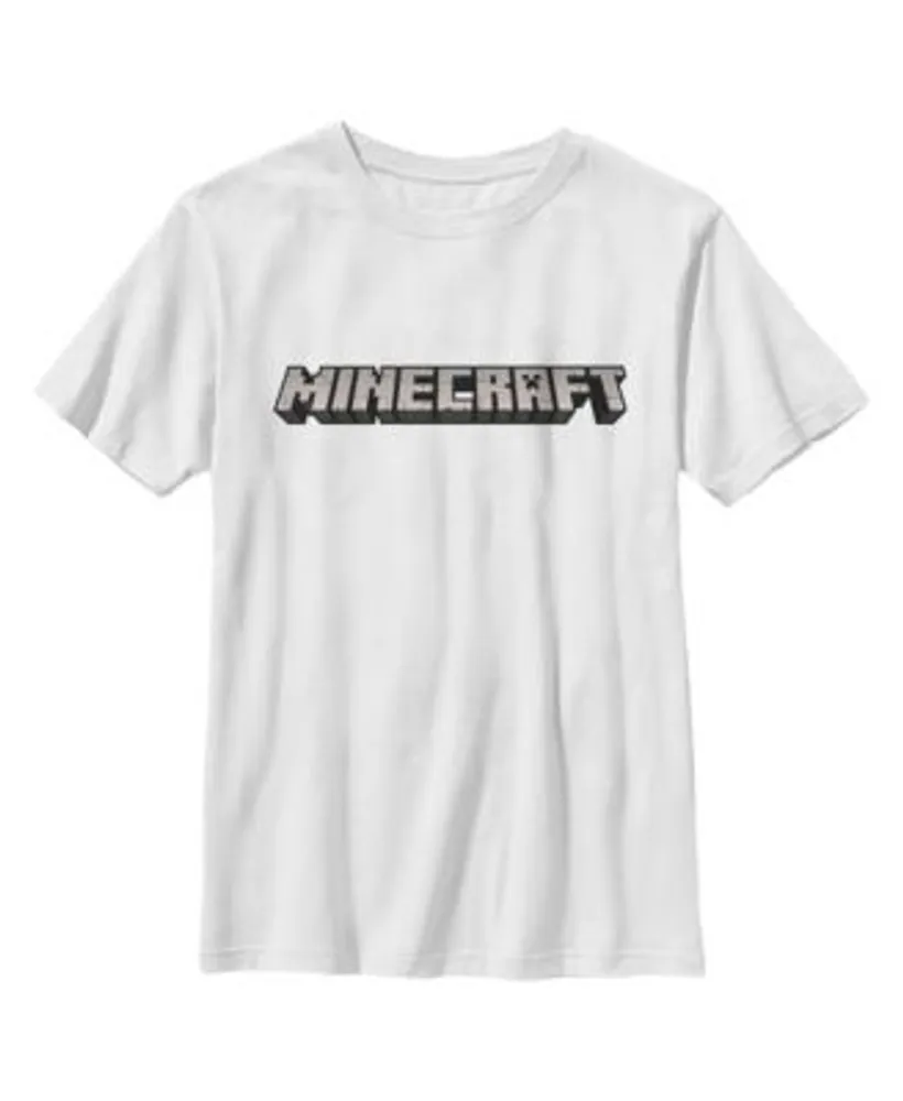 Minecraft Legends Logo & Characters Crew Neck Short Sleeve Boy's White  T-shirt-XS