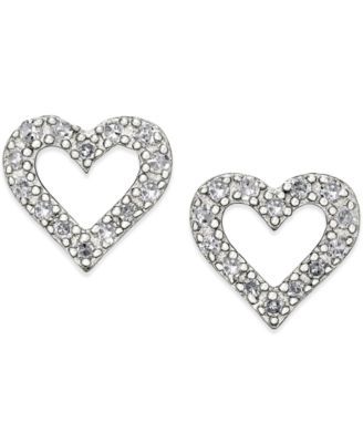 Diamond Heart Stud Earrings in Sterling Silver (1/10 ct. t.w.)
