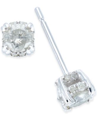 Diamond Pave Stud Earrings in 14k White Gold (1/2 ct. t.w.) 