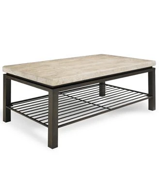 Tempo Travertine Top Rectangular Coffee Table