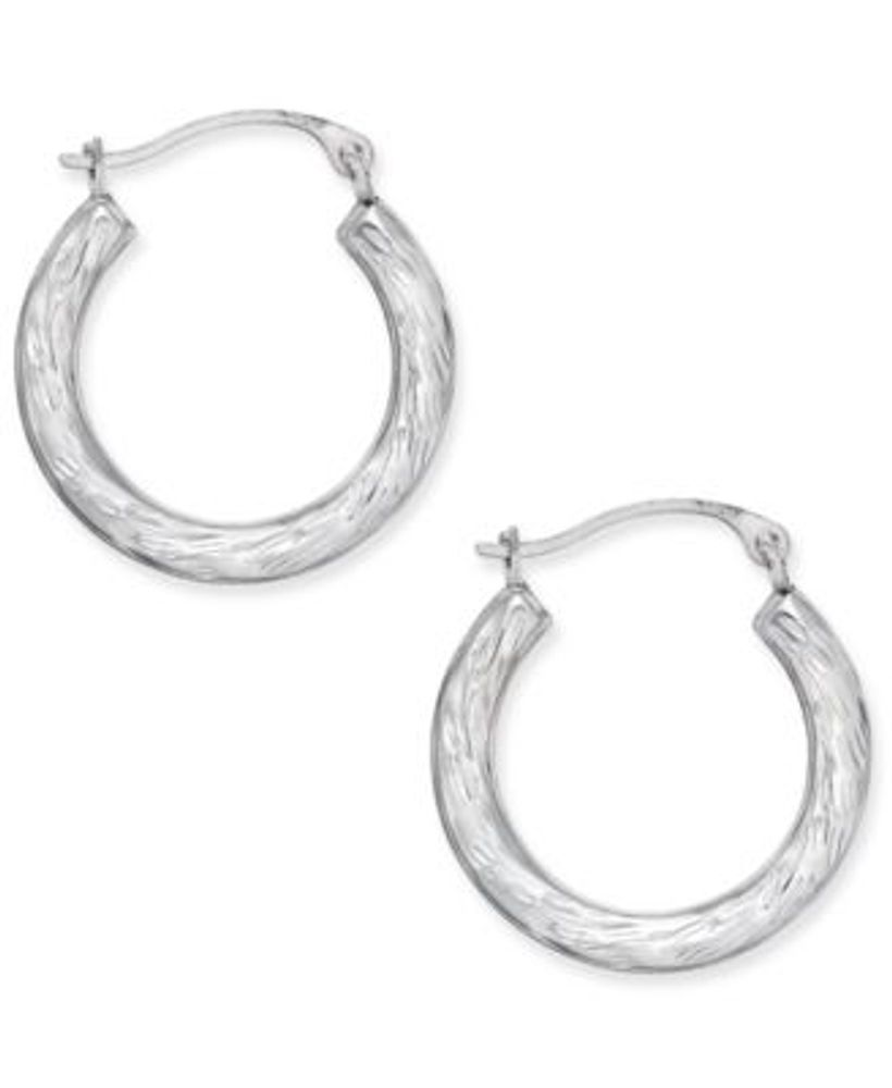 NEW VERY SMALL GREEK KEY ROUND HOOP EARRINGS GOLD STAINLESS STEEL