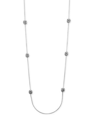 Silver-Tone Crystal Cluster Illusion Necklace