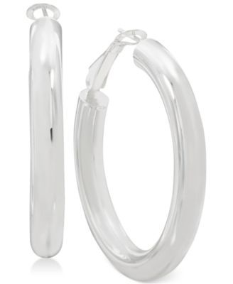 Polished Tube Hoop Earrings in Sterling Silver
