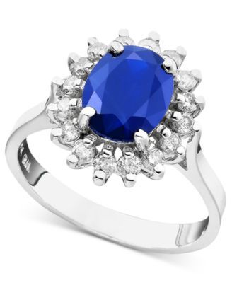 Royalty Inspired by EFFY® Sapphire (1-9/10 ct. t.w.) and Diamond (3/8 Oval Ring 14k White or Yellow Gold