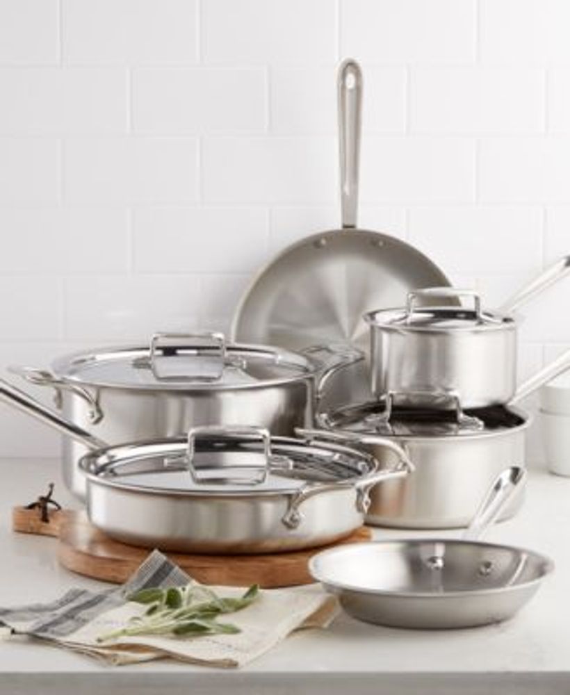 All-Clad D5 Brushed Stainless Steel Cookware Set, 10 Piece