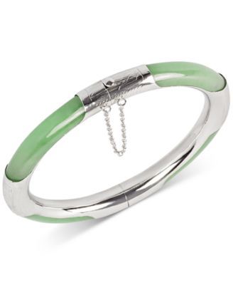 Dyed Green Jade (7mm) Bangle Bracelet Sterling Silver (Also available Red, Black and Red Jade)