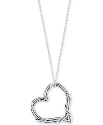 Open Heart 20" Pendant Necklace in Sterling Silver
