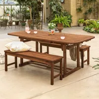 3-Piece Acacia Wood Outdoor Patio Dining Set - Dark Brown