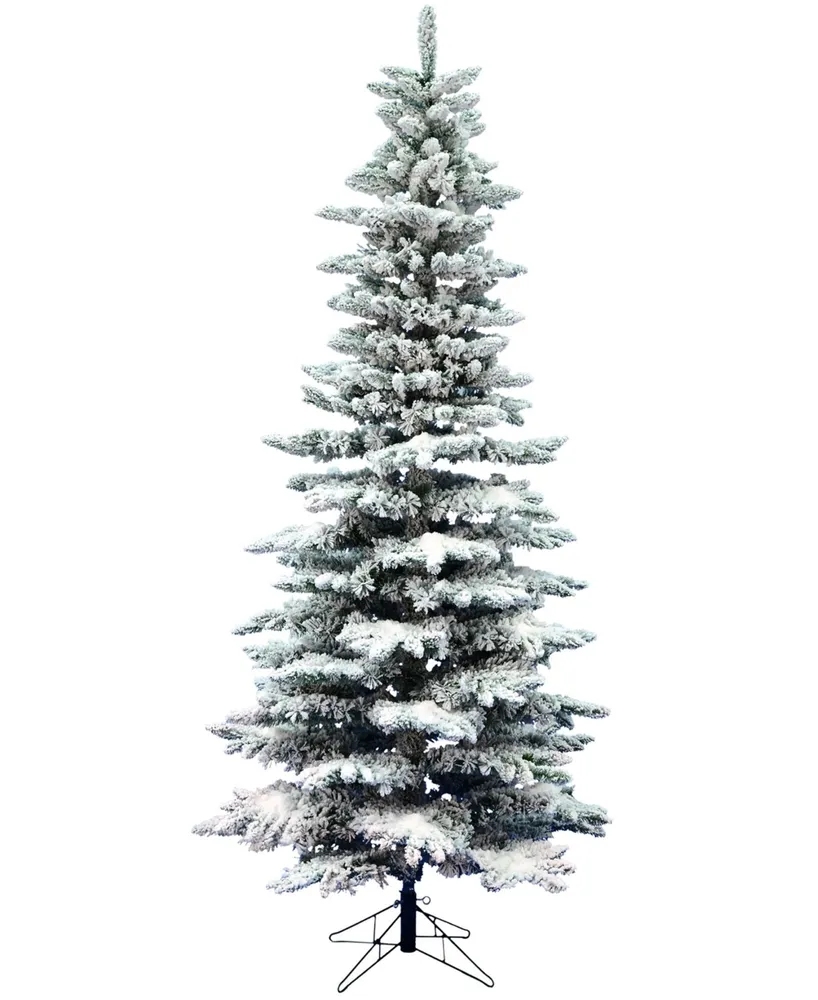 Vickerman 9' Flocked Utica Fir Slim Artificial Christmas Tree Unlit