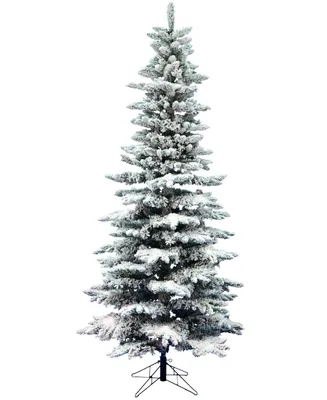 Vickerman 9' Flocked Utica Fir Slim Artificial Christmas Tree Unlit