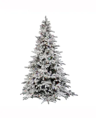 Vickerman 9' Flocked Utica Fir Artificial Christmas Tree with 1200 Multi-Colored Led Lights