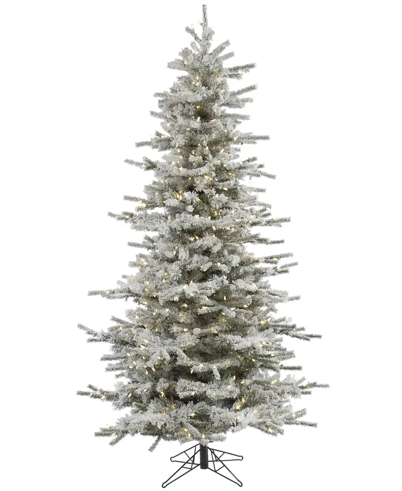 Vickerman 4.5' Flocked Sierra Fir Slim Artificial Christmas Tree with 250 Warm White Led Lights