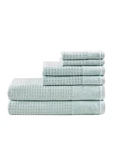 Madison Park Spa Waffle Jacquard Luxury Combed Cotton 6-Pc. Bath Towel Set