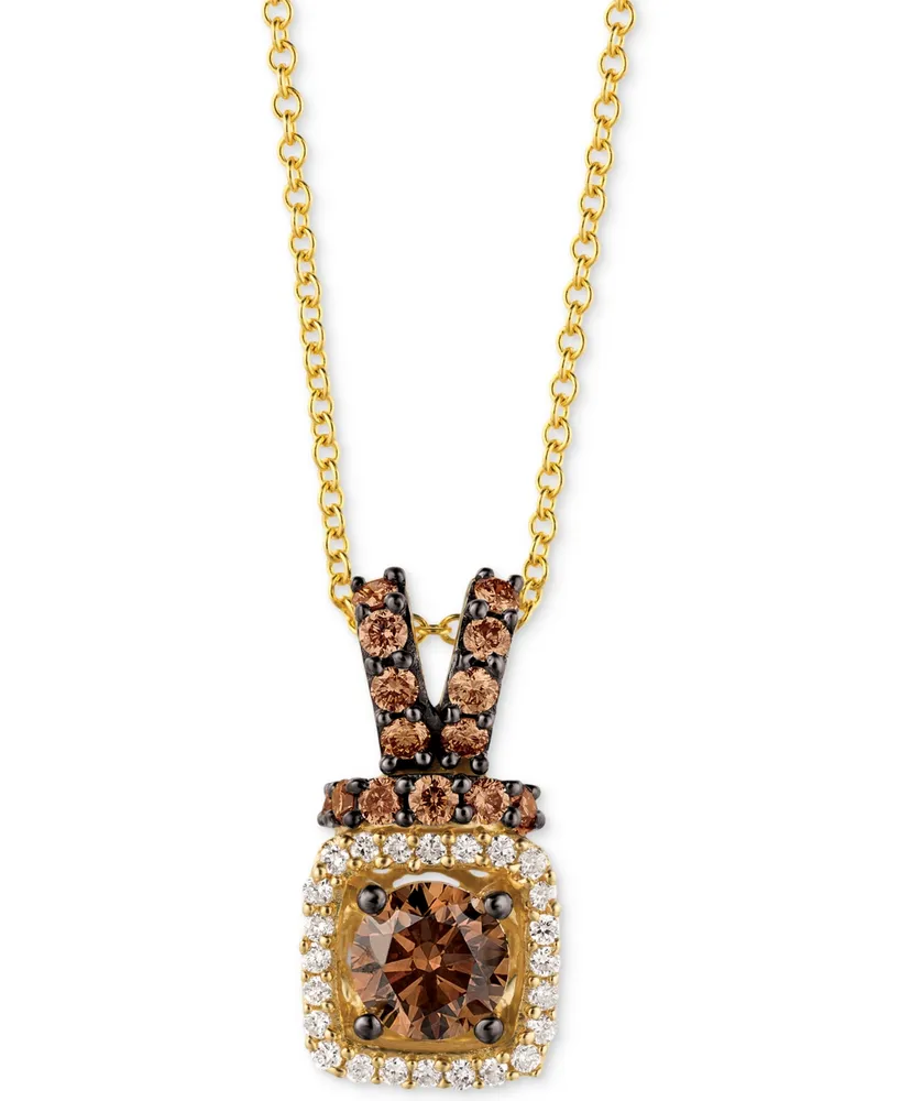 Le Vian Chocolatier Diamond Halo 18" Pendant Necklace (3/4 ct. t.w.) in 14k Gold
