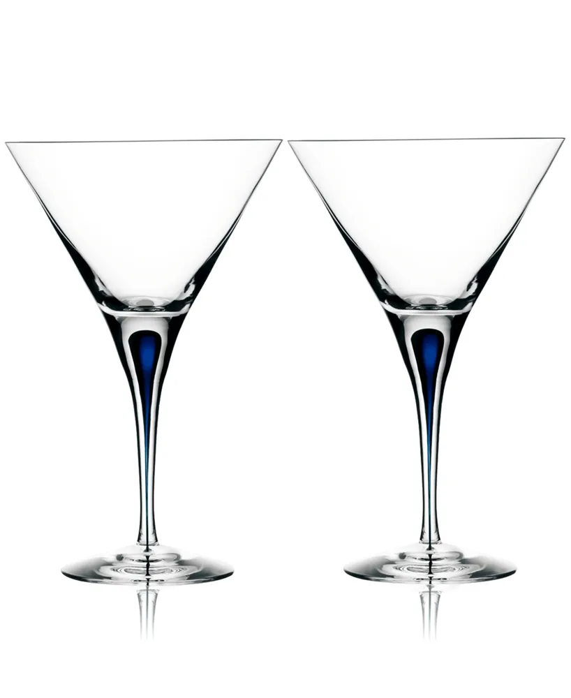 Orrefors Set of 2 Intermezzo Blue Martini Glasses