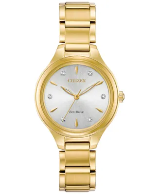 Citizen Eco-Drive Women's Corso Diamond-Accent Gold-Tone Stainless Steel Bracelet Watch 29mm