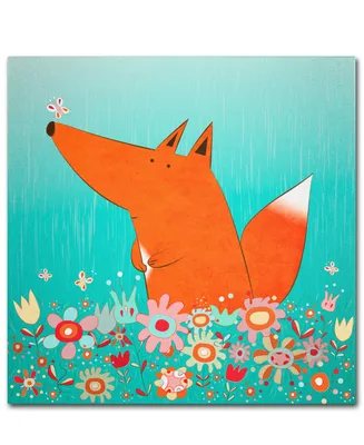 Trademark Global Carla Martell 'Fox in Flowers' Canvas Art, 14x14"