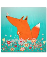 Trademark Global Carla Martell 'Fox in Flowers' Canvas Art, 14x14"