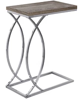 Monarch Specialties Chrome Metal Edgeside Accent Table in Dark Taupe