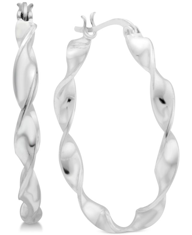 And Now This Twisted Small Medium Hoop Earrings in Silver Plate