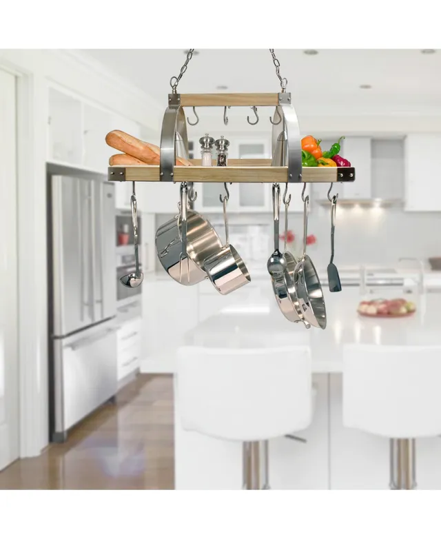 Range Kleen Hanging Oval Pot Pan Kitchen Ceiling Rack Organizer, Stainless Steel