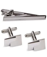 Men's Small Grid Cuff Links & Tie Bar Set