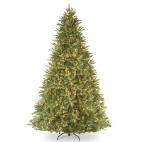 National Tree 9' "Feel Real" Tiffany Fir Hinged Tree with 1050 Clear Lights