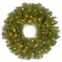 National Tree Company 30" Norwood Fir Wreath with 100 Battery Operated Led Lights