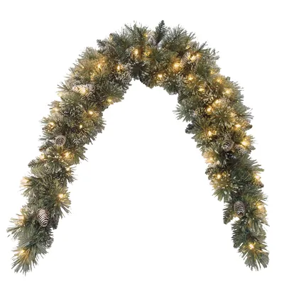 National Tree Company 6' Glittery Bristle Pine Mantle Swag with Pine Cones and 50 Clear Lights