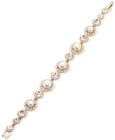 Marchesa Gold-Tone Imitation Pearl & Crystal Link Bracelet