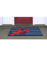 Liora Manne Front Porch Indoor Outdoor Lobster On Stripes Navy Area Rugs