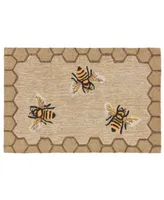 Liora Manne Front Porch Indoor Outdoor Honeycomb Bee Natural Area Rugs