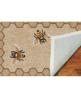 Liora Manne Front Porch Indoor/Outdoor Honeycomb Bee Natural 2'6" x 4' Area Rug